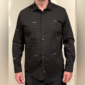 Karl Lagerfeld -Men's Long Sleeve Logo Pattern Shirt Black & White (NWT Sample)